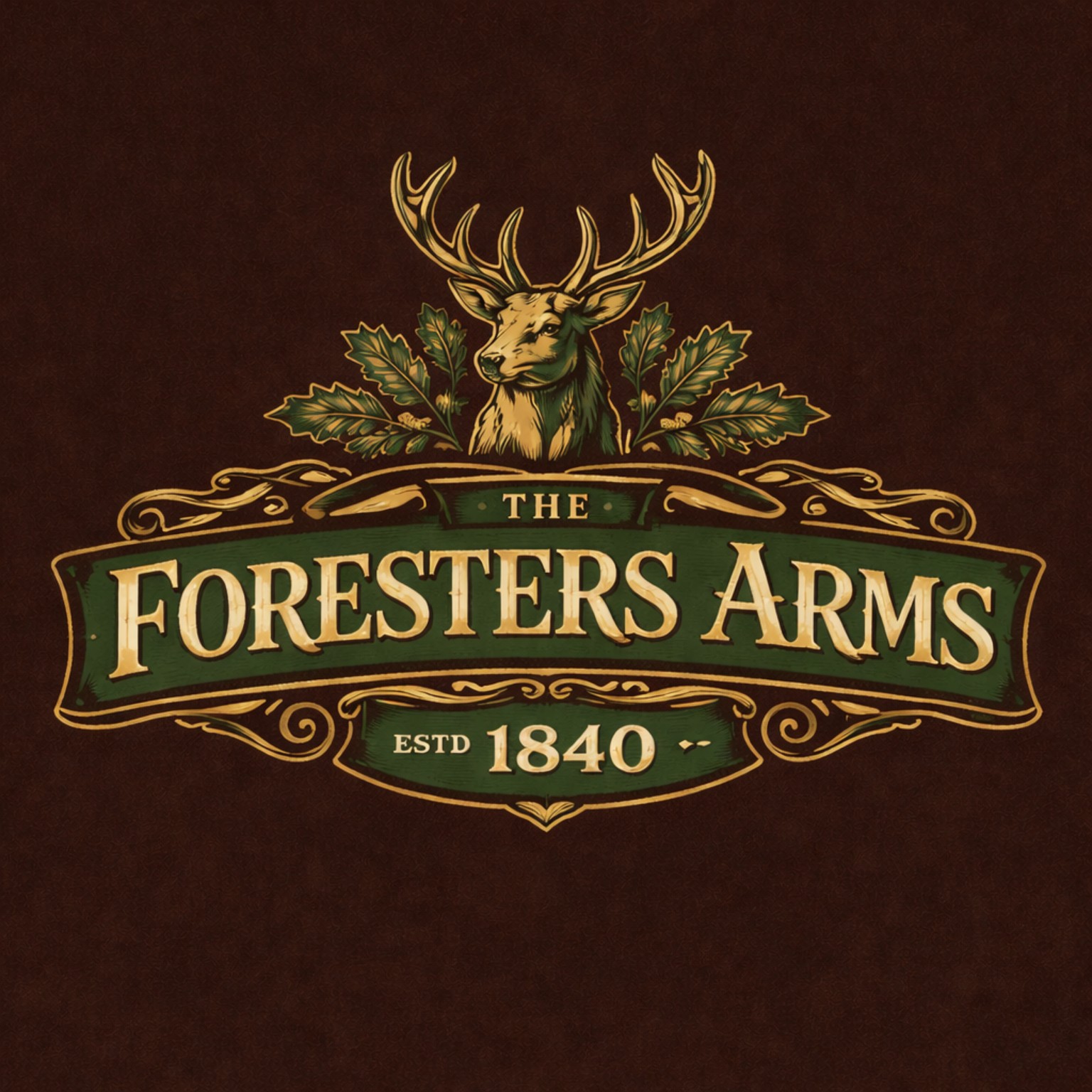 The Foresters Arms stag and oak crest